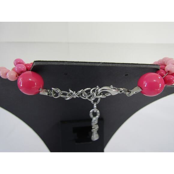 Pink 5 Strand Collar Bead Necklace 14" VTG Cottagecore Whimsical VTG - Picture 3 of 4